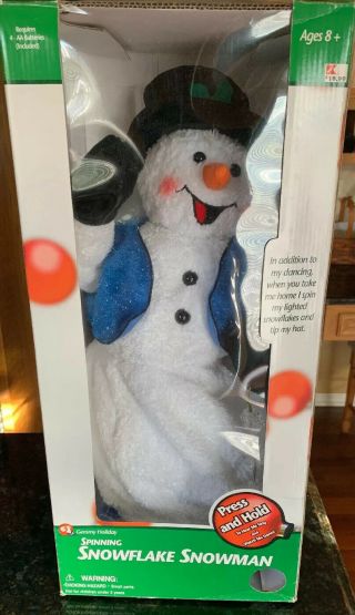 Gemmy Frosty The Snowman Spinning Snowflake Singing Dancing Tips Hat 19 " Tall