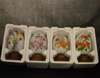 4 Avon 1988 Gifts Of Nature Porcelain Eggs - Spring Summer Fall Winter In Boxes