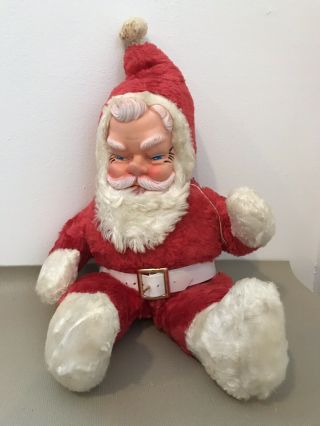 Vintage Rubber Face Santa Claus Plush Doll Decor Rushton?