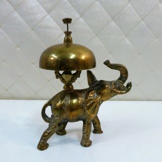 Brass Elephant Bell Desk Service Hotel Vintage Figurine Statue Taiwan