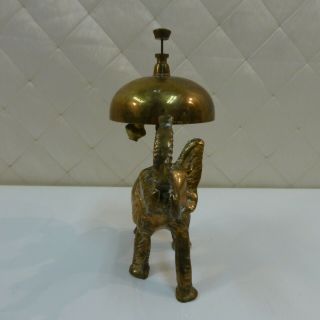 Brass Elephant Bell Desk Service Hotel Vintage Figurine Statue Taiwan 3