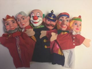 Vintage Punch And Judy Hand Puppets Mr Rogers Neighborhood Characters Set Of 6✔️