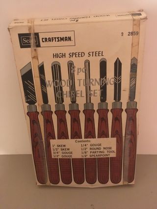Vintage Sears Craftsman Lathe Chisels Set Of 8 Box 2859