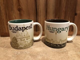 Starbucks Mug Global Icon 3oz Budapest And Hungary Set Of 2 Green And Brown