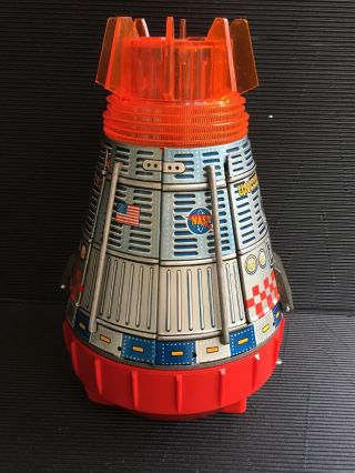 VINTAGE SH HORIKAWA SPACE CAPSULE JAPAN TIN TOY BATTERY OPERATED - GREAT 2