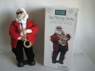 Holiday Home Animated Christmas Musical Dancing Saxophone Playing Santa Claus