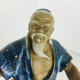 Vintage Chinese Clay Oriental Mudman Figure Statue Shiwan blue clothes Mud Man 2