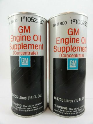 Set Of 2 Vintage Very Rare Gm Engine Oil Supplement 1 1052367 Never Opened (nos)