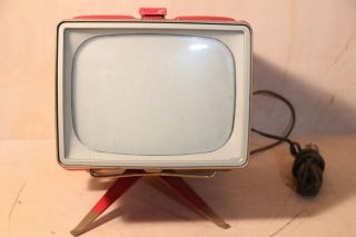 Vintage Rca Victor Red Portable Tv Model 8 - Pt - 7030 Used/untested
