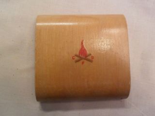 Vintage Camp Fire Girls Wooden Powder Compact - Rare Collectable