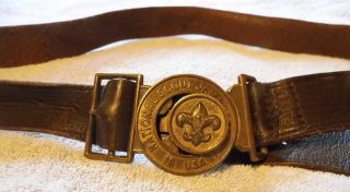 1973 Boy Scouts Bsa National Jamboree Leather Belt Metal Buckle