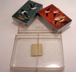 Vintage Hoyle Playing Cards - 2 Deck Set Ducks In Flight W/ Case