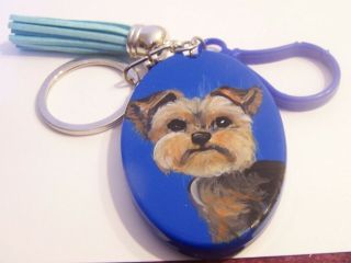 Hand Painted Yorkie Portrait On Calculator Key Ring