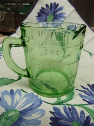 Vintage Kellogg’s Three Spout Green Depression Glass Measuring Cup - 1 Cup