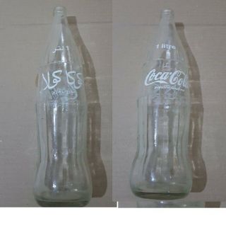One Coca Cola 1 Litre Vintage Glass Bottle Algeria Arabic