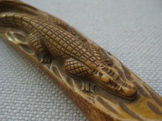 Hand Carved Wood Alligator Crocodile Letter Opener 10 1/2 " X 1 1/2 " Maple (?)