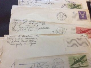17 Ww2 Letters Us Cost Guard,  Naval Censor Stamp