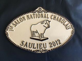 2012 Vintage French Award Metal 1st Honnor Show Plaque Signs Charolais
