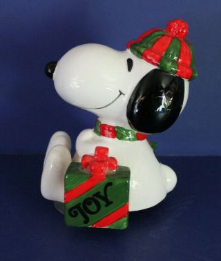 Vtg Snoopy Peanuts Schmid Ceramic Merry Christmas Music Box Charlie Brown Japan