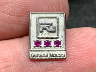 General Motors 1/10 10k Gold Fisher Group Triple Ruby Rare Service Award Pin.