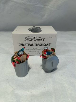 Dept 56 Snow Village " Christmas Trash Cans "