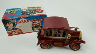 Rosko Battery Operated Grand - Pa Car Tin Toy,  Japan With Box