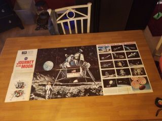 Vintage Rare 1968 Nasa Journey To The Moon Poster Large 48x21