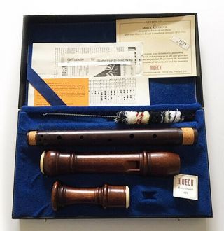 Vintage Moeck Rottenburgh 449 Wooden Tenor Recorder W/ Case