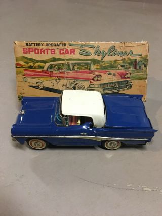 1958 Japan Kosuge Ford Skyliner Retractable Top Tin Battery Operated