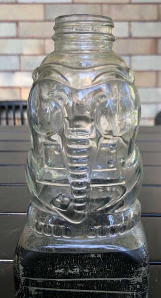 Vintage Castle Products Co.  Elephant Glass Bottle Coin Bank Newark Nj