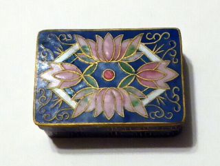Vintage Chinese Japanese Cloisonne Enamel Pill Box Trinket Box