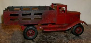 VINTAGE TIN TRUCK 9 1/2 inches long 3 1/2 in high - girard tires 2