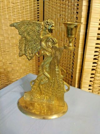 Vintage Brass Angel Christmas Taper Candle Holder