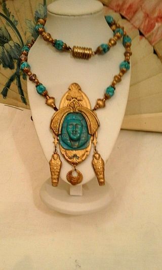 Egyptian Revival Brilliant Necklace With Wonderful Deities.