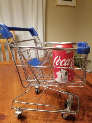 Mini Grocery Shopping Cart Basket Metal W/plastic Handle Swivel Casters Babyseat