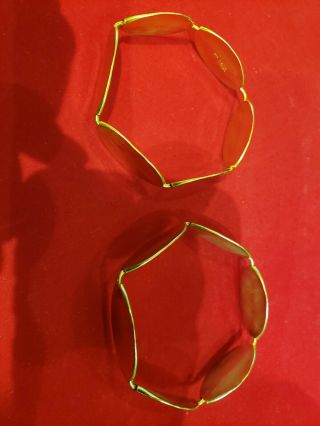 Rare Roz Balkin Modernist Gold Tone Disc Bangle Bracelets Set