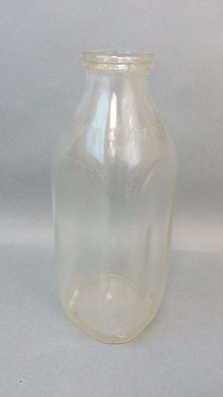 Vintage Dairy Glass Milk Bottle Embossed One Quart