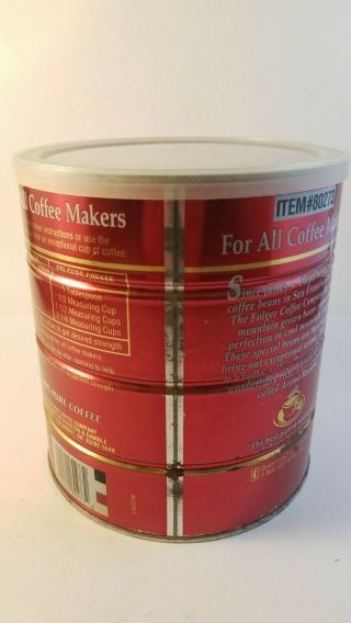 Vintage Folger ' s Coffee Can Tin Red Aroma Roasted Lebowski 39 oz For All Makers 2