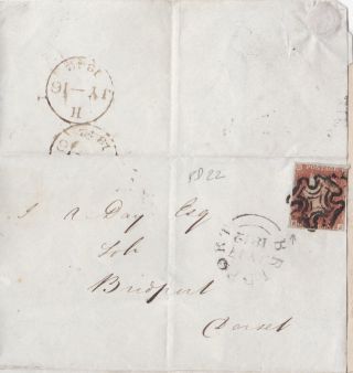 1842 Qv London Mx Maltese Cross On Cover With A 1d Penny Red Stamp Plate 22