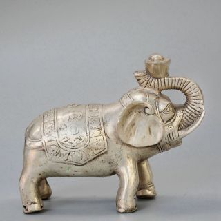 Collect Old Miao Silver Hand - Carved Aspicious Elephant & Wealth Delicate Statue