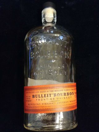 Empty 750 Ml Bulleit Bourbon Frontier Whiskey Bottle With Cork Cap 9 "