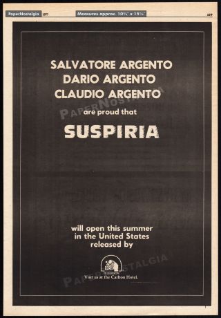 SUSPIRIA_Original 1977 Trade print AD / poster_DARIO ARGENTO_STEFANIA CASINI 2