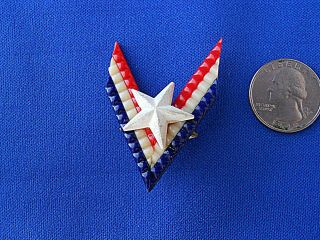 Vtg Wwii V For Victory Celluloid Pin Brooch Homefront Sweetheart