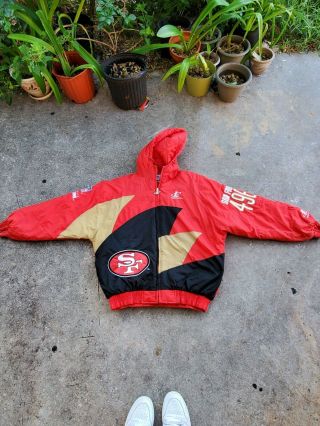 Vintage San Francisco 49ers Nfl Shark Tooth Logo Athletics Pro Line Puff Jacket