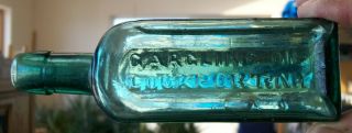 Vintage Teal Green Gargling Oil Lockport York Medicine Bottle