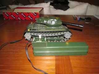 Vintage Tm Modern Toys Japan Battery Operated Us Army M81 Tin Litho Toy Tank