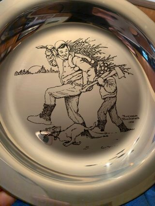 Franklin Norman Rockwell 1970 Sterling Silver Plate Bringing Home The Tree