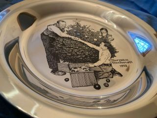 Trimming The Tree Norman Rockwell Sterling Silver Christmas Plate Franklin