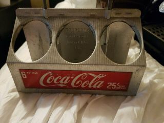 Vintage Coca - Cola Aluminum Six Pack Soda Bottle Metal Carrier Case