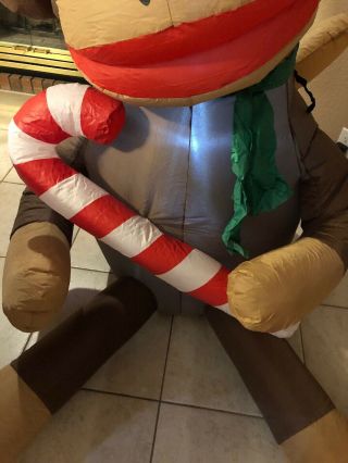 Gemmy AIRBLOWN INFLATABLE SOCK CHRISTMAS MONKEY WITH SANTA HAT CANDY CANE LIGHT 3